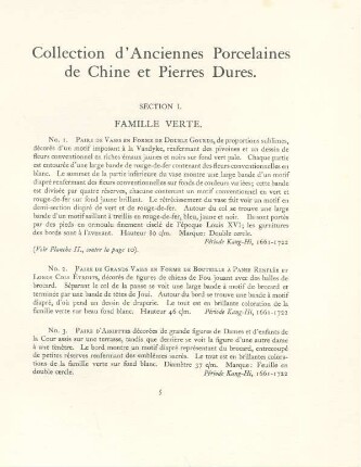 Section I. Famille verte