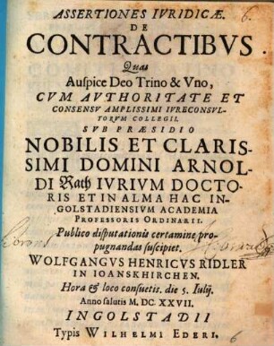 Assertiones Ivridicae. De Contractibvs