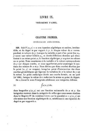 LIVRE IX. - Théorème d'Abel