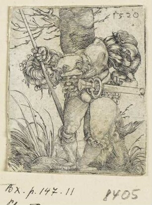 Landsknecht vor einem Baum