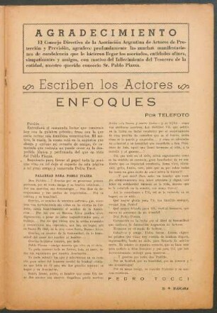 Escriben los Actores : Enfoques por Telefoto