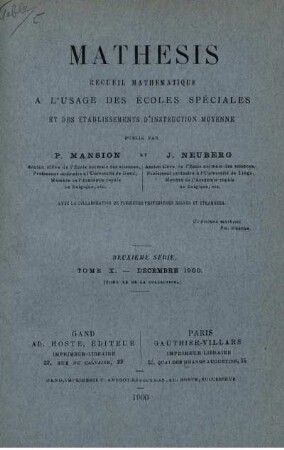 DEUXIÈME SÈRIE. TOME X. - DÉCEMBRE 1900.