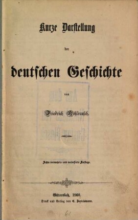 Kurze Darstellung der deutschen Geschichte