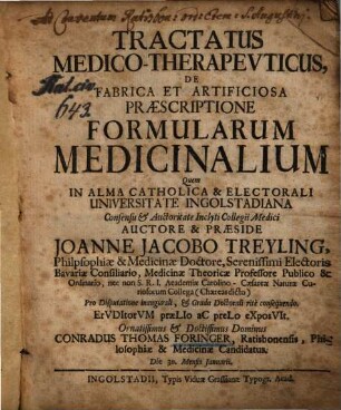 Tractatus Medico-Therapevticus De Fabrica Et Artificiosa Praescriptione Formularum Medicinalium