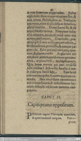 Caput II. Capiti primo oppositum