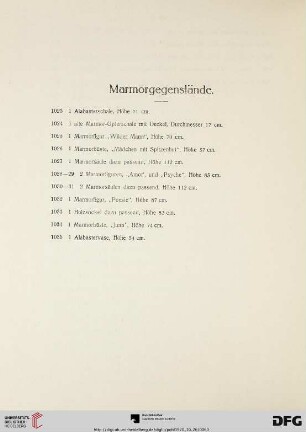 Marmogegenstände (Nr. 1023-1035)