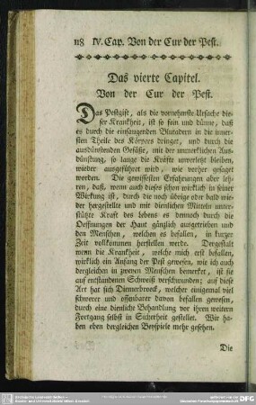 Das vierte Capitel. Von der Cur der Pest