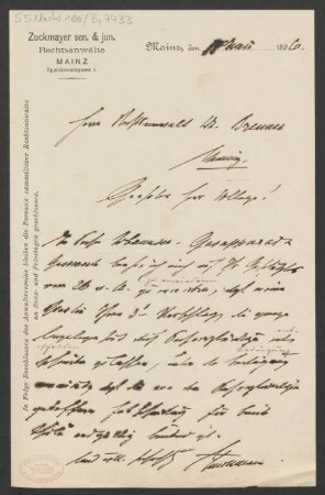 Brief an Carl Brenner : 18.05.1896
