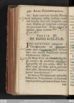 Sectio III. De Rebus Ecclesiae.