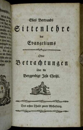 Des ersten Theils zwote Abtheilung.