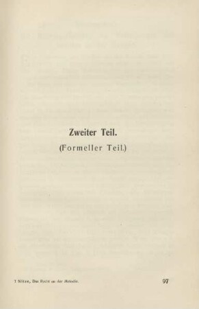Zweiter Teil. (Formeller Teil.)