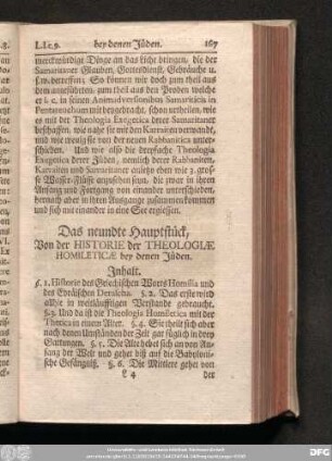 Das neundte Hauptstück, Von der Historie der Theologiae Homileticae bey denen Jüden.