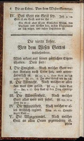 Die vierte Lehre. Von dem Wesen Gottes insbesondere.