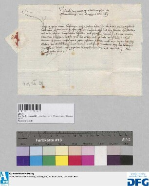 Markgraf Friedrich von Brandenburg sagt der Nürnberger Kaufmannschaft sicheres Geleit zur Frankfurter Fastenmesse zu.
