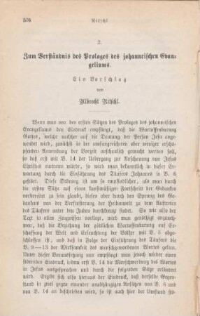 576-582 Zum Verständnis des Prologes des johanneischen Evangeliums : ein Vorschlag