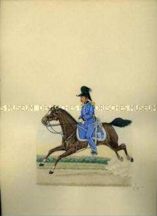 Uniformdarstellung, Brigade-Adjutant zu Pferd, Sachsen, 1860.