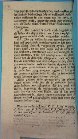 Proces Verbael Ende Resolutie Gehouden ende genomen op den 16 December 1792, door het volk der vry stad van onze lieve Vrouw van Hal, in Henegaw
