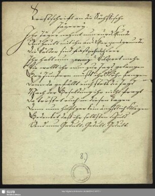 8) Trostschrift an die Sächßische Jägerey