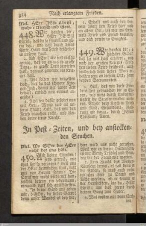In Pest-Zeiten, und bey ansteckenden Seuchen.