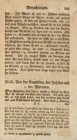 XLIX. Von den Amphibien, den Insekten und 1. den Würmern