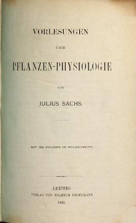 Vorlesungen über Pflanzen-Physiologie