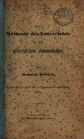 Programm des Grossherzoglichen Progymnasiums in Donaueschingen : vom Schuljahr .... 1874/75