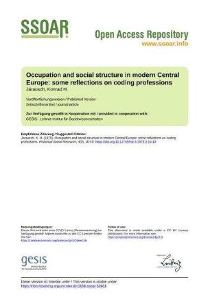 Occupation and social structure in modern Central Europe: some reflections on coding professions