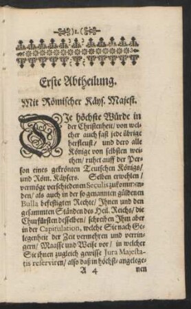 Mit Römischer Käys. Majest.