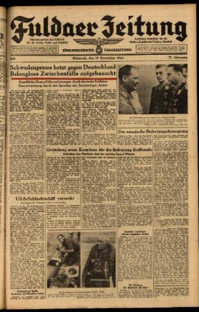 Ausgabe vom Mittwoch, den 15. November 1944.
