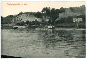 Niedermuschütz. Elbe mit Dampfer Königstein