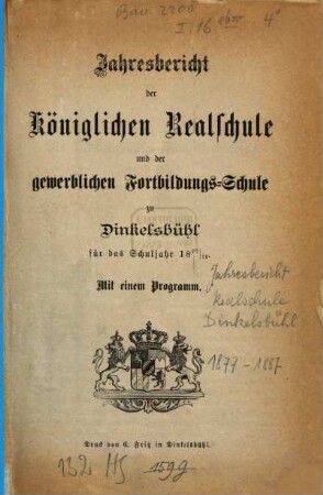 Jahresbericht über die Königlichen Realschule : für das Schuljahr ..., 1877/78