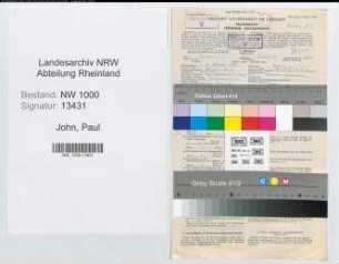 Entnazifizierung Paul John, geb. 12.10.1906 (Versich.Kaufmann)