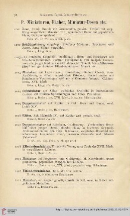 P. Miniaturen, Fächer, Miniatur-Dosen etc (Nr. 1001 - 1030)