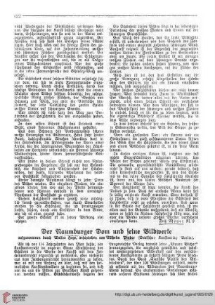 Der Naumburger Dom und seine Bildwerke, aufgenommen durch Walter Hege, beschrieben von Wilhelm Pinder