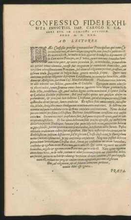 Confessio Fidei Exhibita Invictiss. Imp. Carolo V. Caesari ...