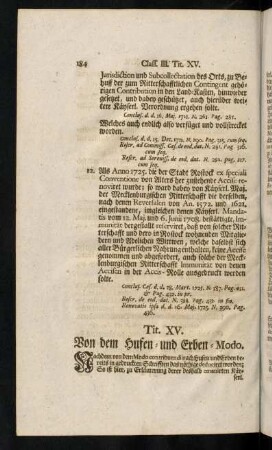 184-198, Tit. XV. Von dem Hufen- und Erben-Modo. - Tit. XVI. Von der Ausgleichung.