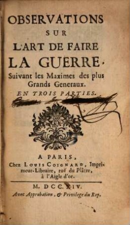 Observations sur l'Art de faire la Guerre