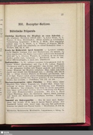 XVI. Receptur-Notizen