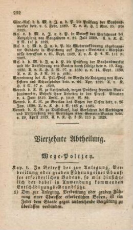 Vierzehnte Abtheilung. Wege-Polizey