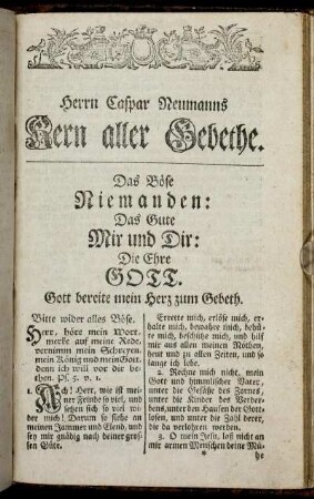 Herrn Caspar Neumanns Kern aller Gebethe.