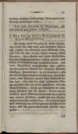 I. Von den zu dieser Gesellschaft fähigen Mitgliedern