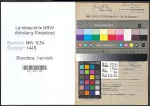 Entnazifizierung Heinrich Stenders , geb. 01.01.1901 (Leitungsaufseher)