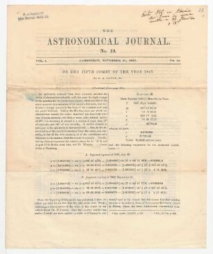 On the fifth comet of the year 1847.