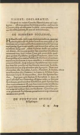 De Ministris Ecclesiae.