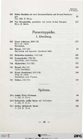 Perserteppiche I. Abteilung (Nr. 240-247)