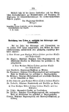 Verleihung von Orden etc. anläßlich des Krönungs- und Ordensfestes