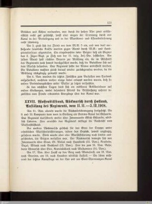 XXVII. Waffenstillstand, Rückmarsch durch Holland, Auflösung des Regiments