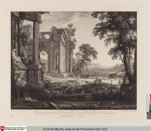 [Landschaft mit Ruinen, mehreren Figuren, Rindern und Ziegen]