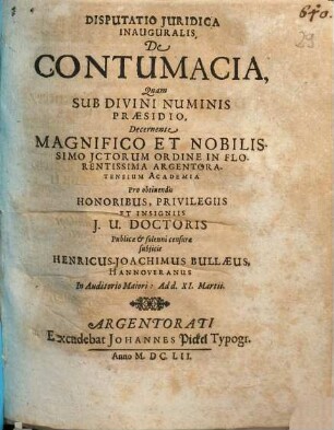Disputatio Juridica Inauguralis De Contumacia