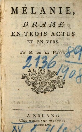 Mélanie : drame en trois actes et en vers